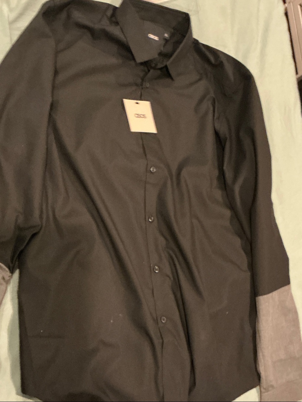 ASOS Black Long-Sleeve Button-Up Shirt with Contrast Cuffs